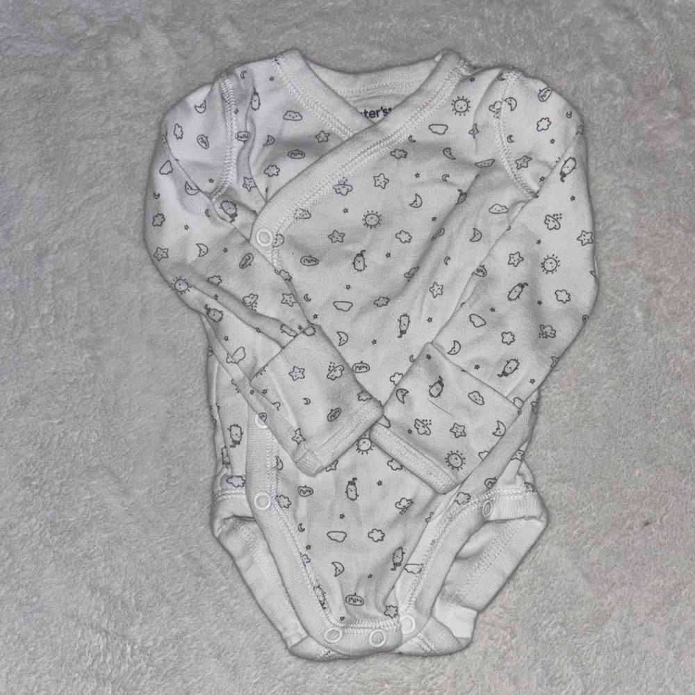 carters White Patterned One Piece bodysuit gender neutral newborn